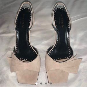 Kate spade peep toe sling back kitten heel sandal tan size 6.5